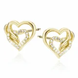 Złote kolczyki w kształcie serc