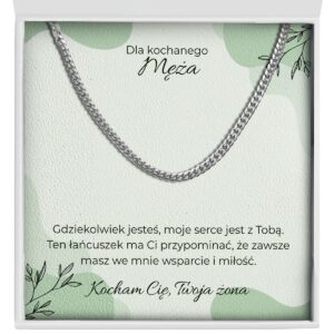 Zbliżenie na prezent dla męża od żony - łańcuszek