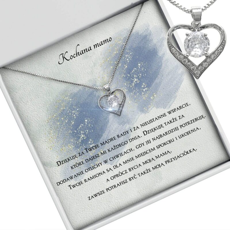 Srebrny naszyjnik Serce z cyrkonią – prezent dla kochanej mamy