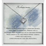 Zbliżenie na srebrny naszyjnik Serce z cyrkonią - prezent dla kochanej mamy