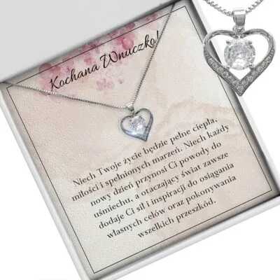 Srebrny naszyjnik Serce z cyrkonią – prezent dla wnuczki