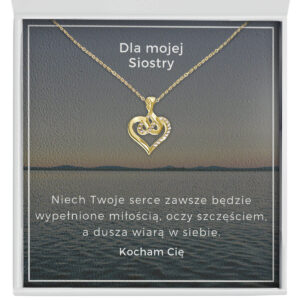 Zbliżenie na naszyjnik serce nieskończoności - prezent dla mojej siostry