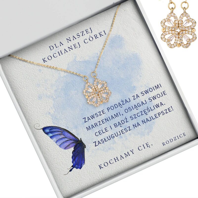 Złoty naszyjnik Koniczynka – prezent dla córki od rodziców