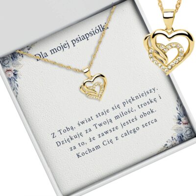 Naszyjnik złote serca – prezent dla przyjaciółki