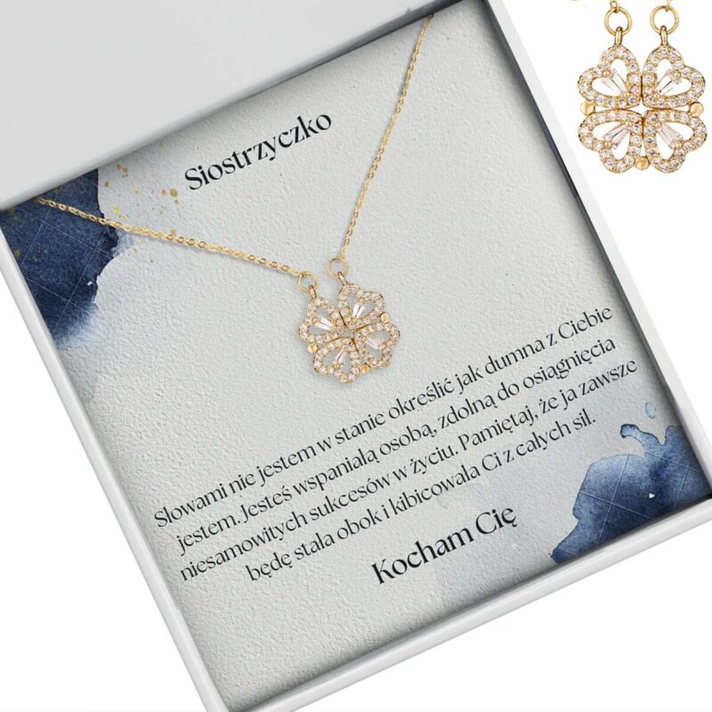 Złoty naszyjnik Koniczynka – prezent dla siostry