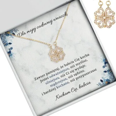 Złoty naszyjnik Koniczynka – prezent dla wnuczki od babci