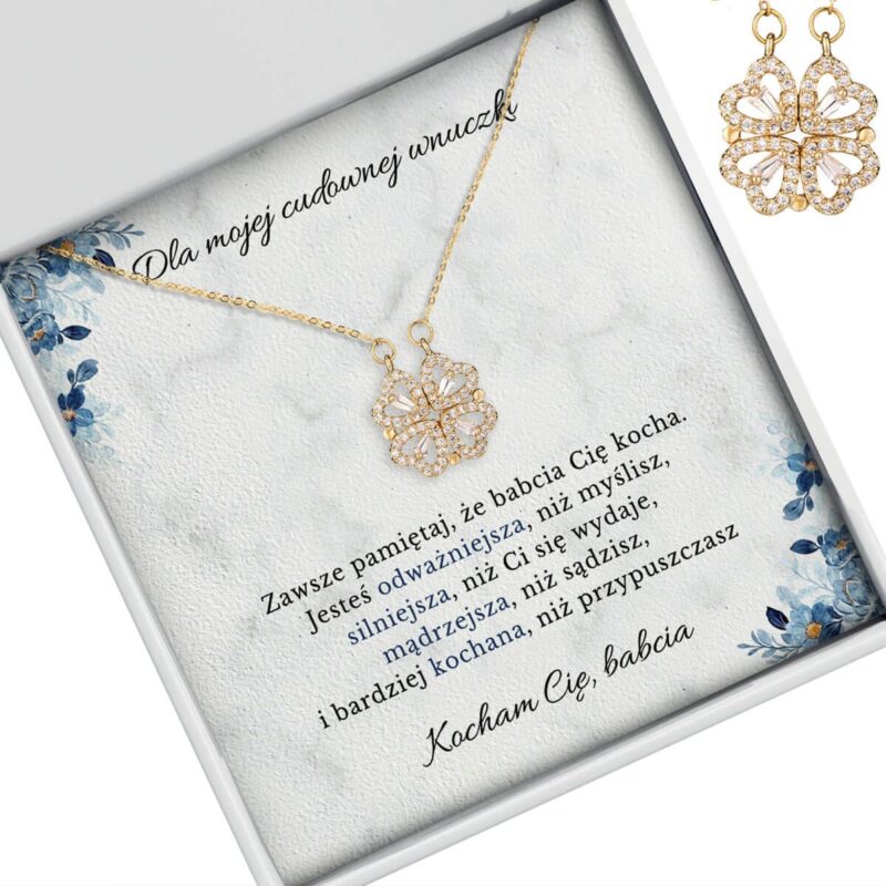 Złoty naszyjnik Koniczynka – prezent dla wnuczki od babci