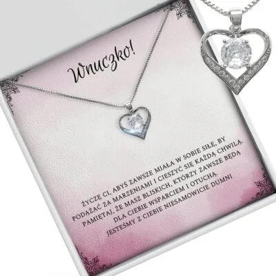 Srebrny naszyjnik Serce z cyrkonią – łańcuszek dla wnuczki