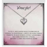 Zbliżenie na srebrny naszyjnik Serce z cyrkonią - łańcuszek dla wnuczki