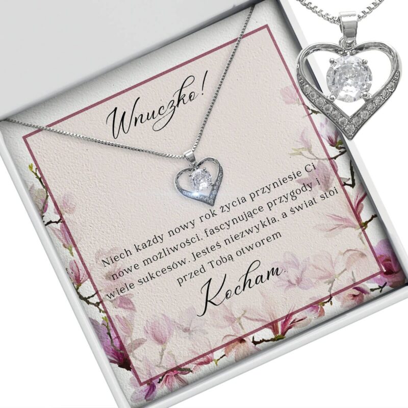 Srebrny naszyjnik Serce z cyrkonią – prezent dla wnuczki