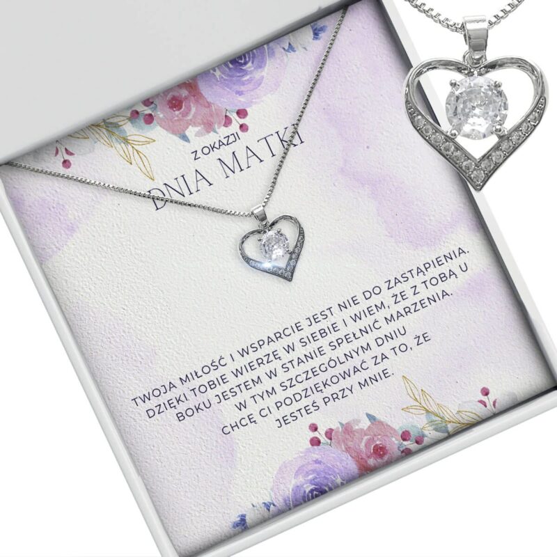 Srebrny naszyjnik Serce z cyrkonią – prezent z okazji dnia matki