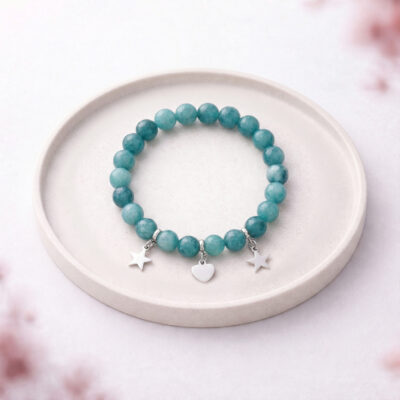 Srebrna bransoletka z kamieniami morskiego agatu