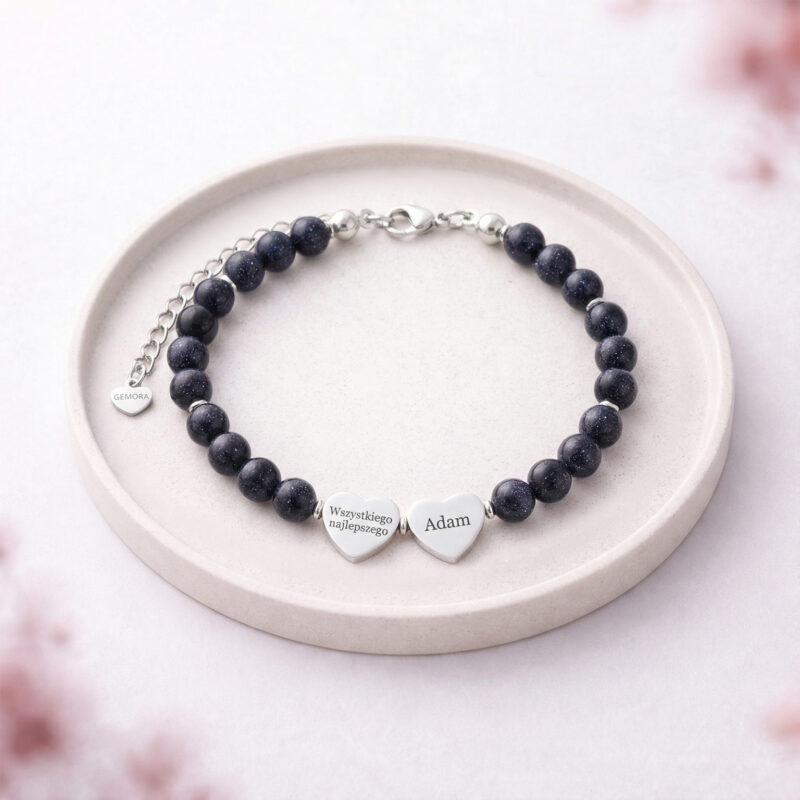 GEMORA_BRANSOLETKI_TACKA_SERCA CZARNY 4 Personalizowana bransoletka na prezent - Noc Kairu