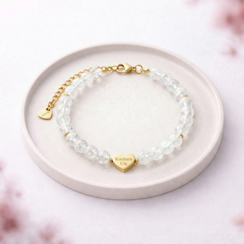 Złota bransoletka z kryształów - Bransoletka z własnym grawerem