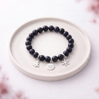 czarna bransoletka na święta - Prezent z napisem Wesołych Świąt