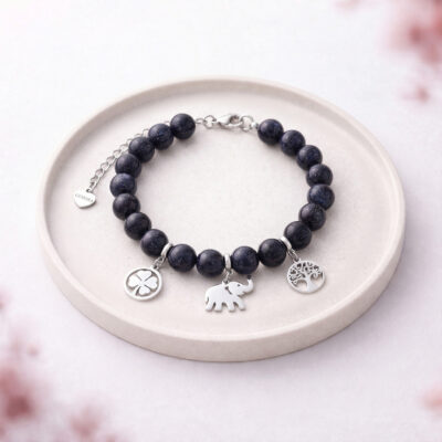 Bransoletka szczęścia czarna z regulacją długości