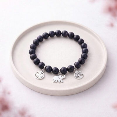 Bransoletka na gumce z kamieni naturalnych