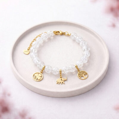 Złota bransoletka szczęścia z regulacją długości