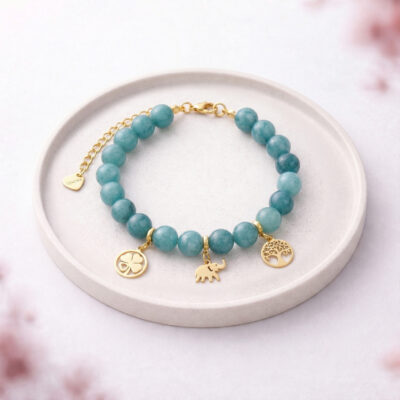 Bransoletka z kamieni naturalnych w morskim kolorze