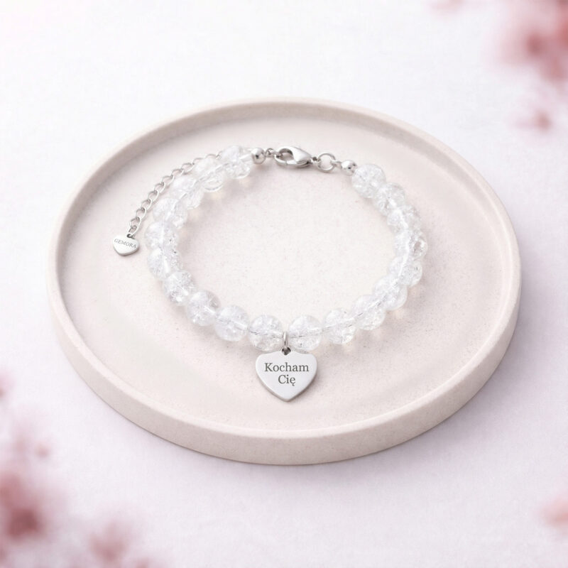 GEMORA_BRANSOLETKI_TACKA_ZAWIESZKI KRYSZTAL 3 Personalizowana bransoletka z Kryształu Górskiego - 1 srebrna zawieszka