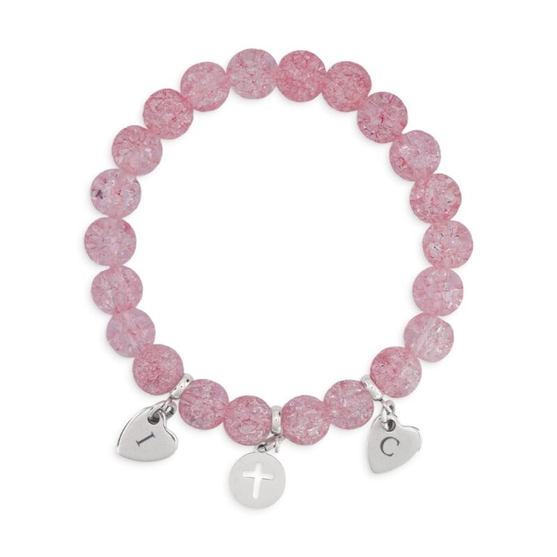 Różowa bransoletka z literkami - Produkt personalizowany