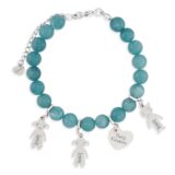 bransoletka z 4 srebrnymi zawieszkami - Na każdej zawieszce własny tekst