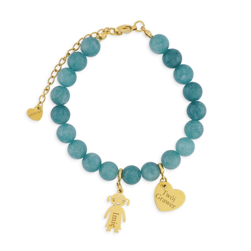 GEMORA_Bransoletka_zawieszki_zlote_morski 2 Bransoletka z 2 personalizowanymi zawieszkami - Grawer imion na zawieszkach