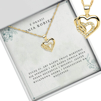 Naszyjnik złote serca - prezent na Dzień Kobiet