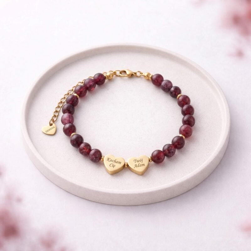 Bransoletka personalizowana z czerwonego granatu
