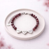 Bransoletka z czerwonego granatu - złota lub srebrna + grawer