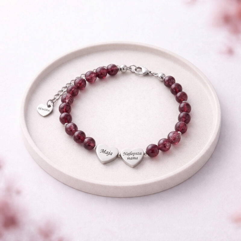 Czerwony granat - Bransoletka do personalizacji