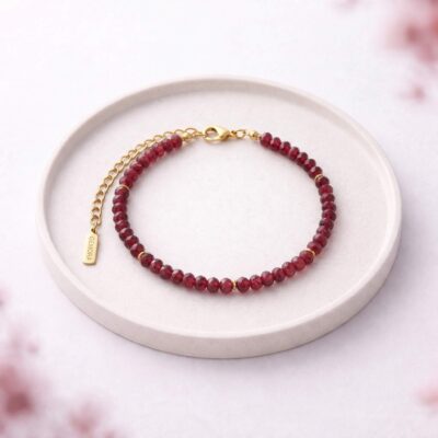 Bransoletka 3.5mm z czerwonego granatu