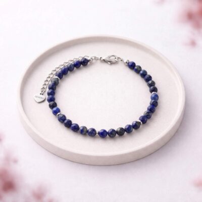 Minimalistyczna granatowa bransoletka z kamieni naturalnych 4mm