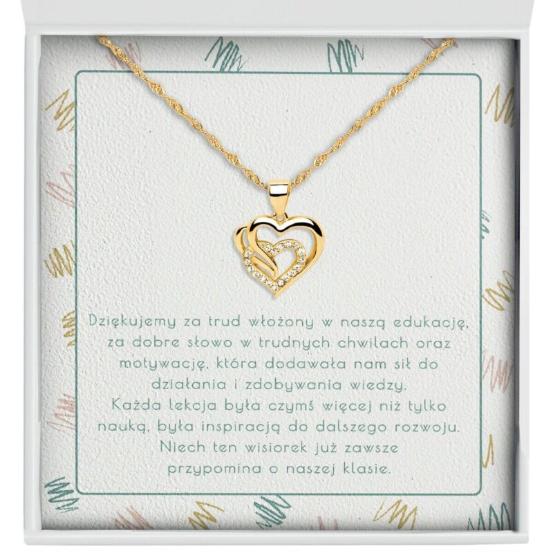 potrojne prosto (1) Naszyjnik 2 serca na Dzień Nauczycielki od klasy - Zbliżenie