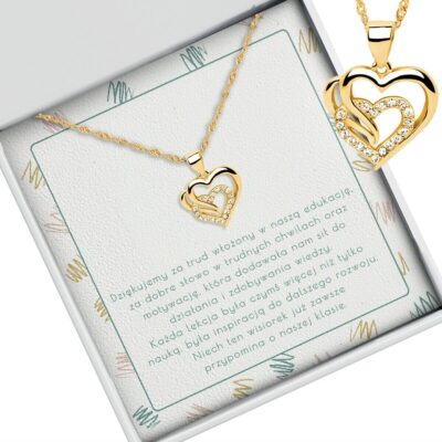 Naszyjnik 2 serca na Dzień Nauczycielki od klasy