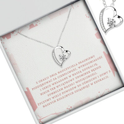 Naszyjnik srebrne serce na Dzień Nauczycielki